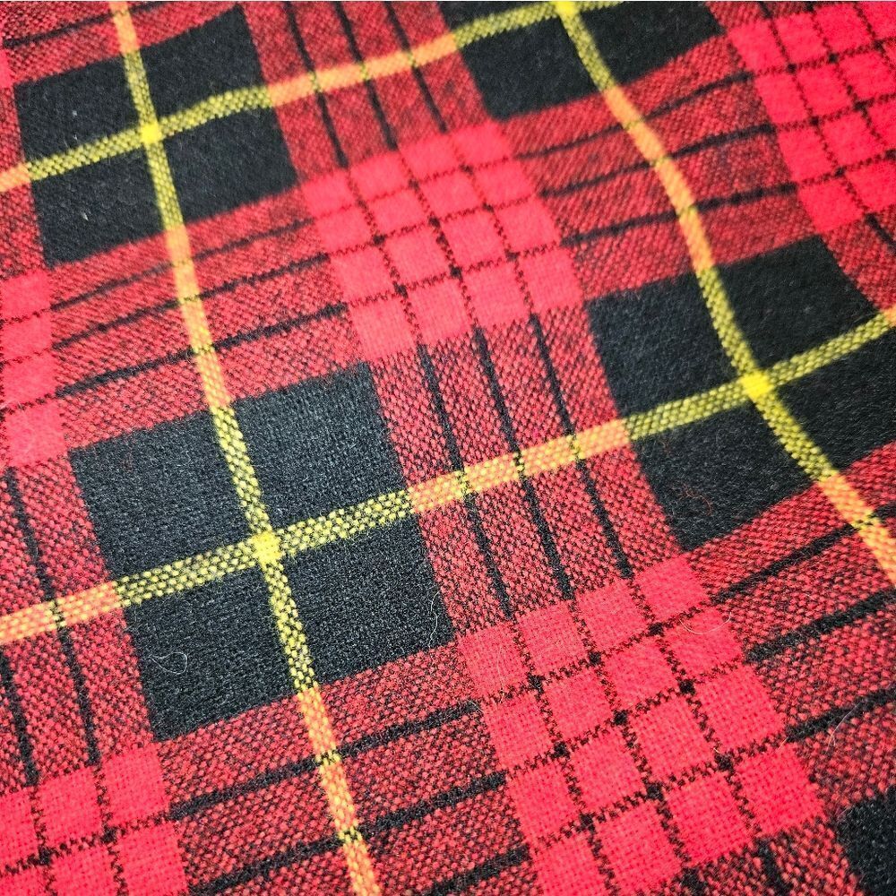Vintage '70s Cucumber ILGWU Red Tartan Plaid Wool Midi A-Line Swing Skirt 9/10 - Picture 3 of 11